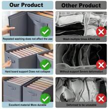 6 Grids With Washable Foldable PP Board Clothes And Trousers Storage Box - 深灰色 - 查看 10