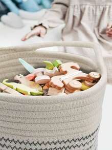 1 件编织绳花盆篮，用于室内储存，花卉和植物篮，现代家居装饰储物篮 - 黑與白 - 查看 4