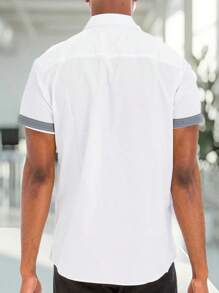 Mens Short Sleeve Western Two Pocket Button Up Shirt - White - View 3