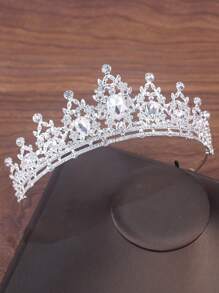 1 件复古皇冠、带水钻的新娘头饰发饰、选美头饰、女性拍照道具