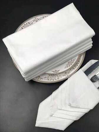 1/6/10pcs White Contemporary Simple Decorative Napkins