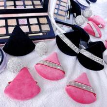 12/6/3 Pcs Luxurious Diamond Powder Puffs - Soft, Dual-Sided Velvet & Suede Texture,Triangle Makeup Puffs, Soft Air Cushion Sponge With Rhinestone Accents, Wet Dry Cosmetic Foundation Blender Makeup Sponge For Under Eye,Foundation Application, Gentle On All Skin Types, Shiny Rhinestone Gift