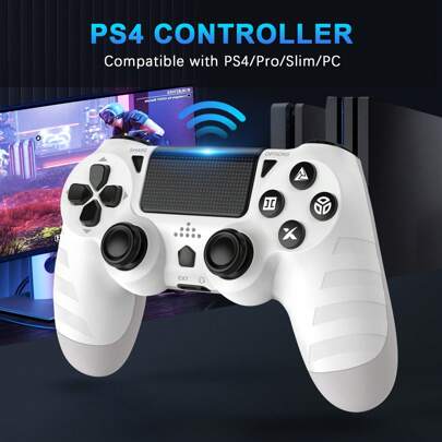 Wireless Controller Compatible With PS4/Slim/Pro, With Enhanced Dual Vibration/1000mAh Battery/6-Axis Motion Sensor/Type C Charging Cable