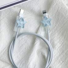Set de 2 cables de datos de protección con estrella, que incluye dispositivo para enrollar el cable, clip protector de cable de carga y mordedor de cable, protector de cargador