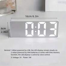 SOKANY 1pc Simple Mirror Alarm Clock, High-Definition Smart LED Clock, With Temperature Display, Adjustable Brightness, Voice Control Function, 12/24 Hour Clock, USB And Battery Power Supply-Suitable For Desktop Clock, Bedside Digital Alarm Clock, Perfect Choice For Desktop And Bedroom Decoration.