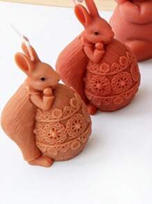 1 件复活节硅胶卡通蛋形思考兔蜡烛模具，适用于 DIY 节日装饰、桌面装饰、香薰扩散器