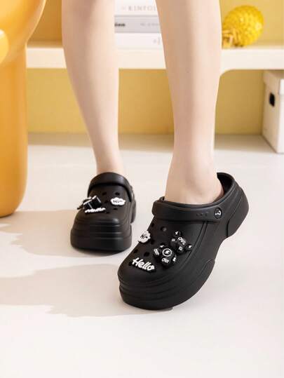 ASOFTER Women's Cute Cartoon Hollow Sandals, Casual Summer Slippers With Bear & Flower Design, Suitable For Outdoor Use, Thick Sole, Non-Slip, Beach Shoes, Christmas Gift