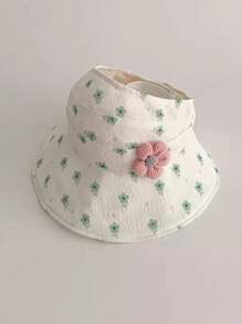 1pc Baby Sun Hat, Girls' Large Brim Sweet Sunscreen Cap, Summer Children Sun Protection Hat