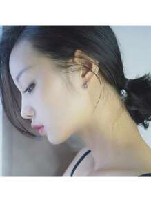 925 Sterling Silver Stud Earrings Geometry Design Clear White Cubic Zirconia CZ Anniversary Gift - Style 2 - View 10