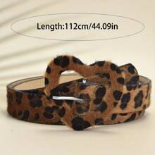 1 件装新款人造毛皮豹纹心形扣女士腰带，时尚热销，圣诞节别针扣