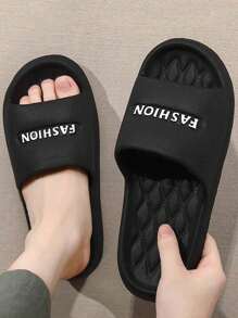 Summer New Letter Fashion Versatile Women Black Slippers, EVA Material Thick Sole, Water-Resistant, Non-Slip, Quick-Drying, Indoor/Outdoor Couple Casual Sandals