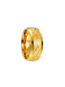 1pc Rhombus Line Matte Jewelry Titanium Steel Ring Band, Minimalist Grid Plain Ring - Diamond Line Frosted Ring - View 22