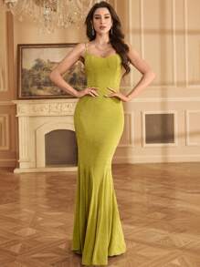 Sleeveless Backless Bodycon Fishtail Dress For Women,Party Dress,Gown,Formal,Evening,Wedding Guest - Green - View 5