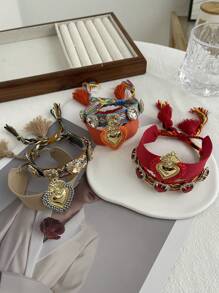 2件套母亲节创意时尚优雅奢华珍珠不规则心形水钻编织流苏手链，适合女性、姐妹、情侣，情人节礼物，日常佩戴，派对，约会，夏季海滩佩戴，红色饰品 - 套裝 - 查看 7