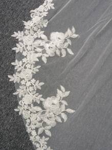 1 Pc Cathedral Long 3M(118inch) Floral Lace Wedding Bridal Veil With Metal Comb For Bride Party Prom White Ivory