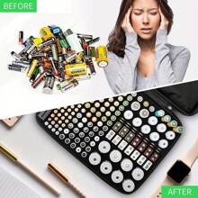 Battery Organiser Storage Case Holds AA AAA C D 9V With Tester - Storage Box - Black - View 7