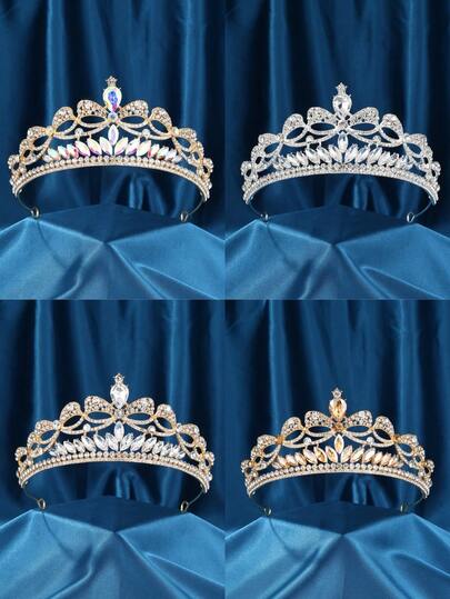 1 vương miện thiết kế nơ pha lê Baroque - Trang sức đội đầu cho cô dâu - Thích hợp cho tiệc tùng, lễ kỷ niệm, trang trí tóc - Món quà hoàn hảo cho công chúa