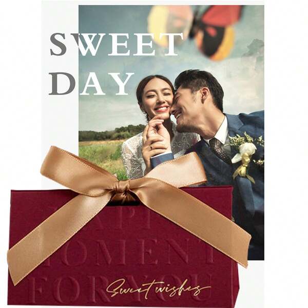 5pcs Bowknot Design Wood Ring Candy Gift Box, Ins Style Handheld Wedding Party Favors Candy Boxes