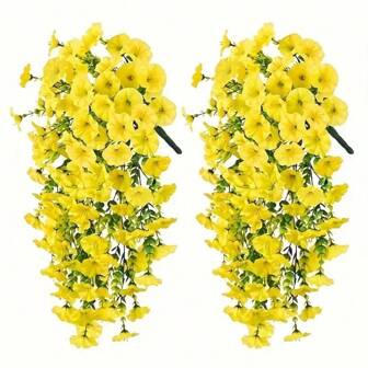 2pcs Artificial Eucalyptus & Morning Glory Hanging Plants, Suitable For Home, Outdoor, Wedding, Garden Decor Gifts Birthday Graduation