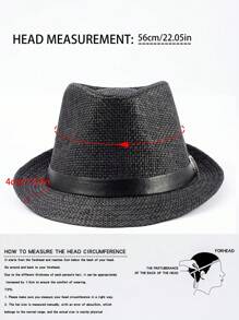 1pc Solid Color Bohemian Style Teardrop Straw Hat, Unisex Jazz Cap, Versatile For Commute & All Seasons
