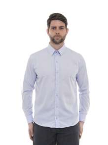 White Slim Long Sleeve Dress Shirt - Lilac - View 7