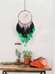 70cm Peacock Green Catcher's Spirit Ins Wind Dream Net Catcher Bamboo Circle Pure Handmade Dream Net Catcher Bedroom Wall Decoration Holiday Birthday Gift