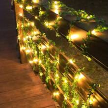 1 pezzo Ghirlanda di luci a LED a forma di foglie verdi moderne per camere da letto, feste, matrimoni, Natale, Ringraziamento, decorazioni per la casa in tutte le stagioni, alimentato a batterie AA, decorazioni per Capodanno e vacanze universali, a batteria (batterie non incluse)