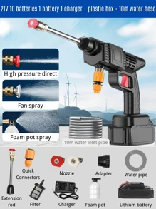 High Pressure Car Wash Water Gun With Quick Connect Nozzle, Stainless Steel Foam Gun, Includes Rechargeable Battery, Red And Black Design, Perfect For Father's Day Or Outdoor Cleaning, High Pressure Washing