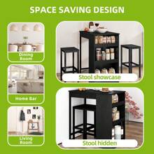 Yitahome Breakfast Bar Table, Bar Table Set With Bar Stools, 2, Bar Table And Stools Set Dining Bar Table Footrest And Storage Shelf For Kitchen Dining Room Pub Industrial Steel Frame - Black - View 6