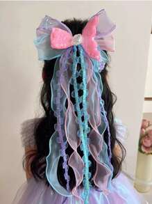 1 件儿童可爱甜美贝壳和海星公主发夹、发夹发饰，适合小女孩 - 彩色 - 查看 5