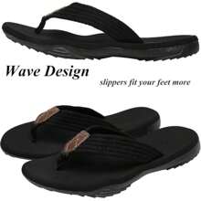 Men Flip Flop Sandals Comfortable Flip Flops Men Summer Beach Pool Shower Shoes - Black - View 4