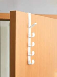1/2pcs Vertical Multi-Functional Hook At The Back Of The Door, Non Perforated Storage Rack At The Back Of The Door, Bag Hook, Dormitory Wardrobe Bedside Hanging Clothes Hook, Hanging Clothes Hanger, Plastic Hook, Suitable For Bedrooms, Living Rooms, Dormitories, Bathroom Doors, Very Useful Household Items (White And Black) - Multicolor - View 4