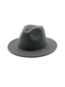 1pc Unisex Solid Color Felt Wide Brim Hat, Retro British Style Teardrop Crown Flat Brim Fedora Hat, Fashion Versatile European & American Large Head Circumference Bowler Hat, Suitable For Holidays, Gatherings, Parties, Daily Wear - MZ1460 - View 3