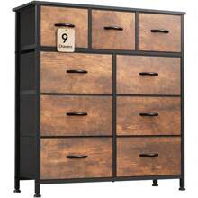9 Drawer Dresser For Bedroom, Fabric Tall Dressers & Chests Of Drawers, Organizer Unit Storage Tower For Bedroom, Living Room, Hallway, Closet, Girls, Bedroom Furniture,Dresser For Storage,Storage Bin Cabinet, Storage Shelf - Black - View 2