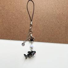 Original Design Cute Realistic Ocean Creature Phone Charm, Handmade Beaded Black Shark Pendant, Phone Lanyard Accessory - Black Shark Pendant - View 10