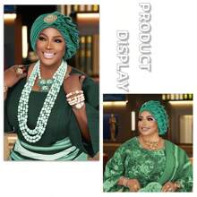 1 Stück nigerianischer Damenhut, halblaminierter Diamant-Zylinderhut, afrikanischer Hut, automatische Gel-Kopfbedeckung, geeignet für Hochzeiten, Partys und andere Festivals
