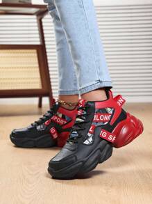 Women's Casual Comfort High-Top Sneakers, Outdoor Running Thick Sole Basketball Shoes