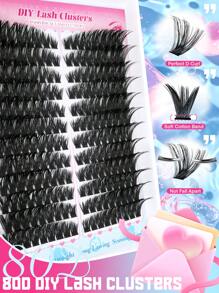 216 Stücke 80D D lockige Kunstwimpern in großer Menge, aufgeteilt nach Höhe, links + rechts für einzelne Büschel paarweise. Natürliche Segmentierung. Gebündelte Wimpern. Flauschig. Dick. Weich. Leichtes Kunstwimpern-Set, angenehm zu tragen. Vergrößert die Augen, hebt die Augenwinkel an, DIY Wimpernverlängerung, Wimpernverlängerung. Für den täglichen Gebrauch&Hochzeiten&Dates&Partys&Musikfestivals&Halloween