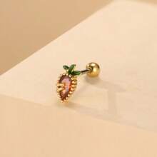 1 peça de brincos de zircônia cúbica colorida e estilosa com frutas, joia de festa doce e chique para mulheres, brincos de 20g, presente de Dia das Mães, presente de Halloween - Ouro amarelo - Ver 5