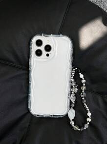 1个透明波浪纹TPU防震手机壳，带腕带，简约设计，兼容 X、XR、XS Max、11、12、13、13 Pro、13 Pro Max、14 Pro Max、15、15 Pro、15 Plus、15 Pro Max、16、16 Pro、16 Plus、16 Pro Max、17、17 Air、17 Pro、17 Pro Max - 無色 - 查看 6