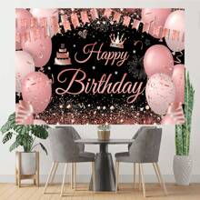 1st roze Happy Birthday Banner Achtergrond, roze verjaardagsdecoraties voor vrouwen