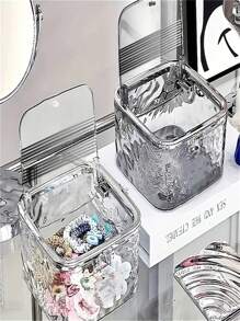 1 pieza Caja organizadora de accesorios para el cabello de escritorio de moda, organizador transparente para sujetadores y lazos de cabello