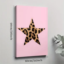 1pc Framed Canvas Poster, Pink Leopard Star Wall Art Canvas Paintings, Ideal Gift For Bedroom Living Room Corridor, Wall Art, Wall Decor, Winter Decor, Room Decoration - 彩色 - 查看 10