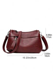 Women's Vintage Shoulder Bag Casual Crossbody Bag Fashion Messenger Bag With Zipper Pocket For Dating Holiday Women's Day Gift - Màu Đỏ Sâu - Xem 6