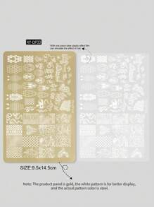 最新美甲设计印刷板，包括蕾丝、蝴蝶、玫瑰花、丝带、领结、蛇格图案美甲印花模板、不锈钢美甲印花板、中国风竹花印花 - 彩色 - 查看 11