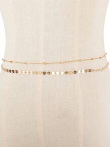 2pcs Gold Snake Bone Chain With Sequins Splice Waist Chain, Party & Gift - Gold - View 2