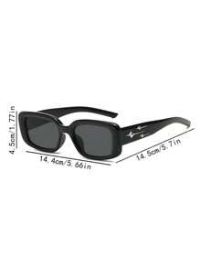 1pc Retro Square Meteor Fashion Glasses, Fashion Street Style Shades For Summer Beach Vacation,Outdoor,Travel Preppy Style For Back To School