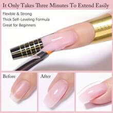 QAZIXU Nude Color 15g Acrylic Uv Extension Nail Gel Pink Extending Varnish Gel Repair Broken Nails Builder Manicure Polish Gel Include :Free 100PCS Nail Forms And Acrylic Nail Brush Pen For Gift Professional Salon Nail Art Kit