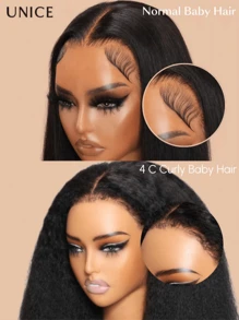 UNice Hair Kinky Curly Human Hair Wigs 7X5 Bye Bye Knots Lace Closure Glueless Wigs Human Hair Ready To Go Pre Plucked Pre Cut Pre Baby Hair Put On And Go Glueless Human Hair Wigs Bleached Knots Curly Wig 150% Density - SNatural - 查看 8