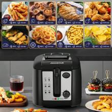 1pc 30.5x24.5x22.5cm Deep Fryer, 2.5 Liter Capacity, 1650W, Non-Stick Coated, Detachable Frying Basket, Multi-Level Temperature Control, Efficient Heating Element, Transparent Window, Power Indicator Light, Black Color, Suitable For Frying French Fries, Chicken Nuggets - EU F Type Plug(220-240V) - View 5
